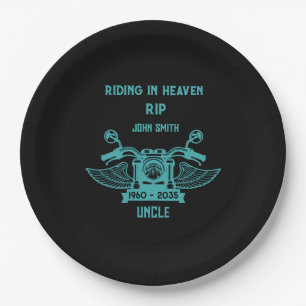In Memory Motorbike Rider Biker Funeral Paper Plate
