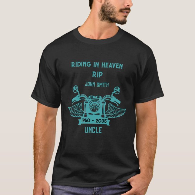 In Memory Motorbike Rider Biker Funeral T-Shirt (Front)