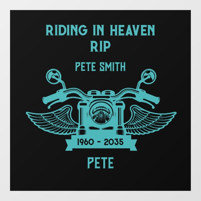 In Memory Motorbike Rider Biker Funeral Window Cling (Sheet)
