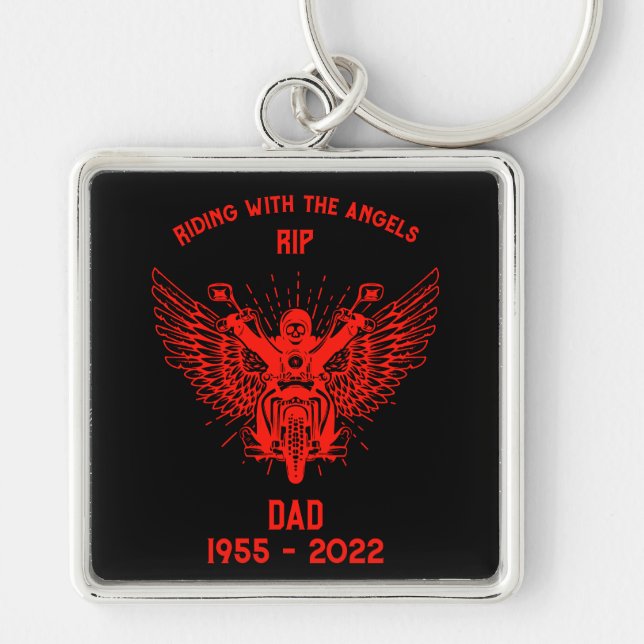 In Memory Motorbike Rider Funeral Key Ring (Front)