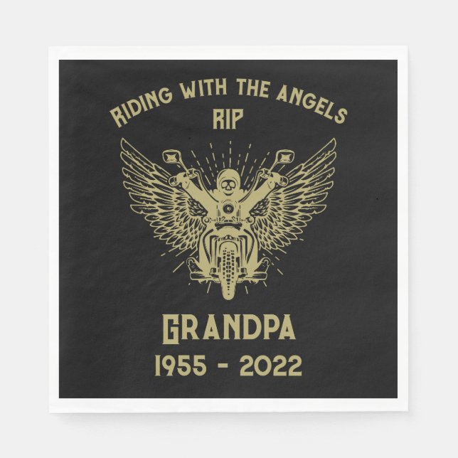 In Memory Motorbike Rider Funeral Napkin (Front)