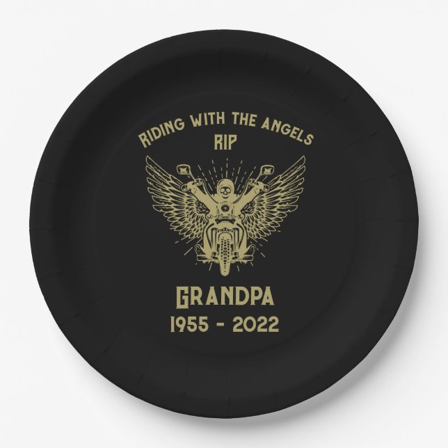 In Memory Motorbike Rider Funeral Paper Plate (Front)