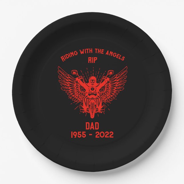In Memory Motorbike Rider Funeral Paper Plate (Front)