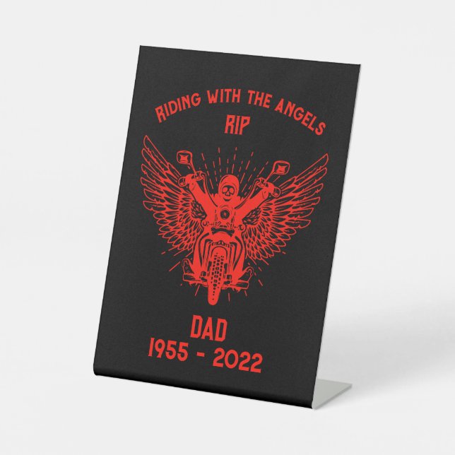 In Memory Motorbike Rider Funeral Pedestal Sign (Front)