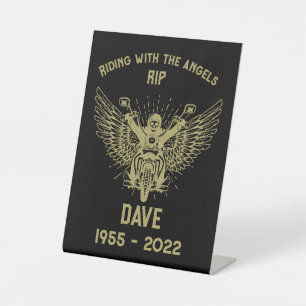 In Memory Motorbike Rider Funeral Pedestal Sign