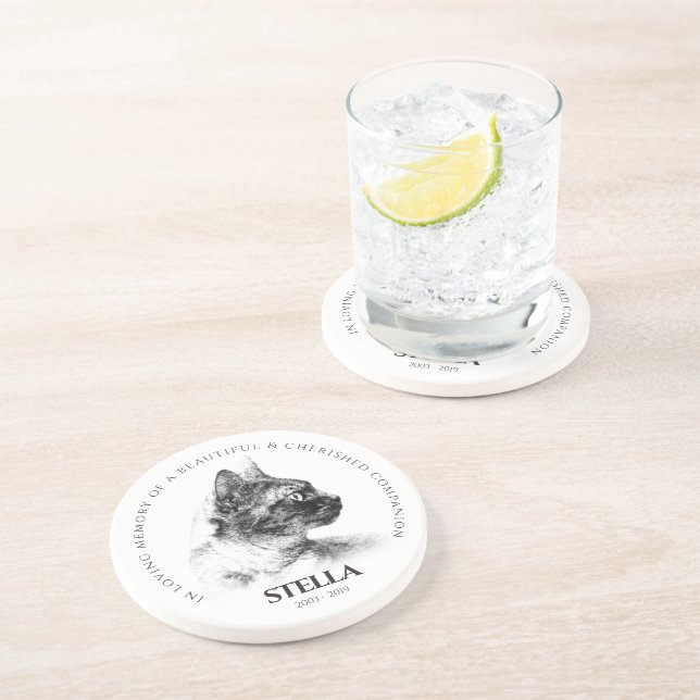 In Memory of a Beloved Pet Memorial Coaster (Side)
