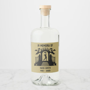 In Memory Of A Golfers Funeral Liquor Bottle Label