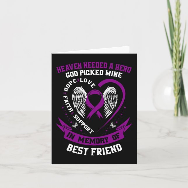 In Memory of Best Friend Pancreatic Cancer Memoria Card (Front)