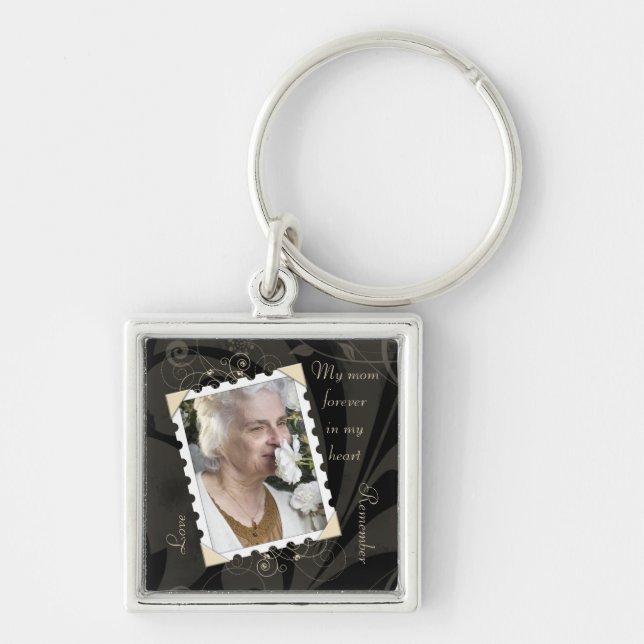 In Memory of Black Photo Template Keychain (Front)