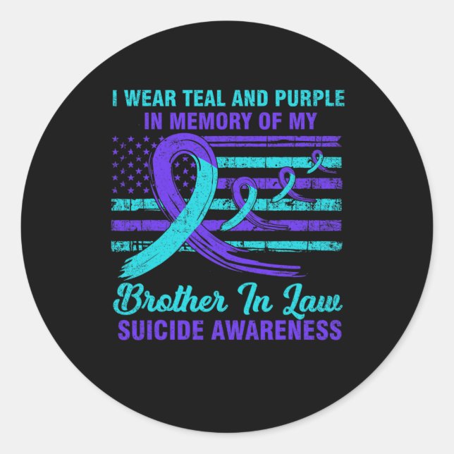 In Memory Of Brother In Law Suicide Awareness Amer Classic Round Sticker (Front)