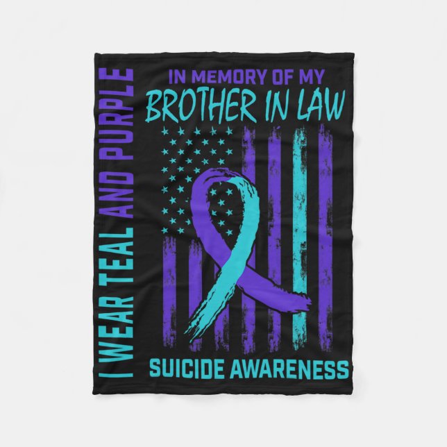 In Memory Of Brother In Law Suicide Awareness Amer Fleece Blanket (Front)