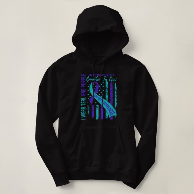 In Memory Of Brother In Law Suicide Awareness Amer Hoodie (Design Front)