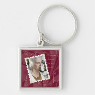 In Memory of Burgundy Photo Keychain