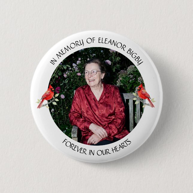 In Memory of | Cardinal Memorial Keepsake 6 Cm Round Badge (Front)