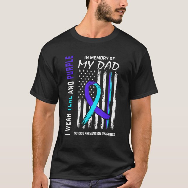 In Memory Of Dad Suicide Awareness Prevention Amer T-Shirt (Front)