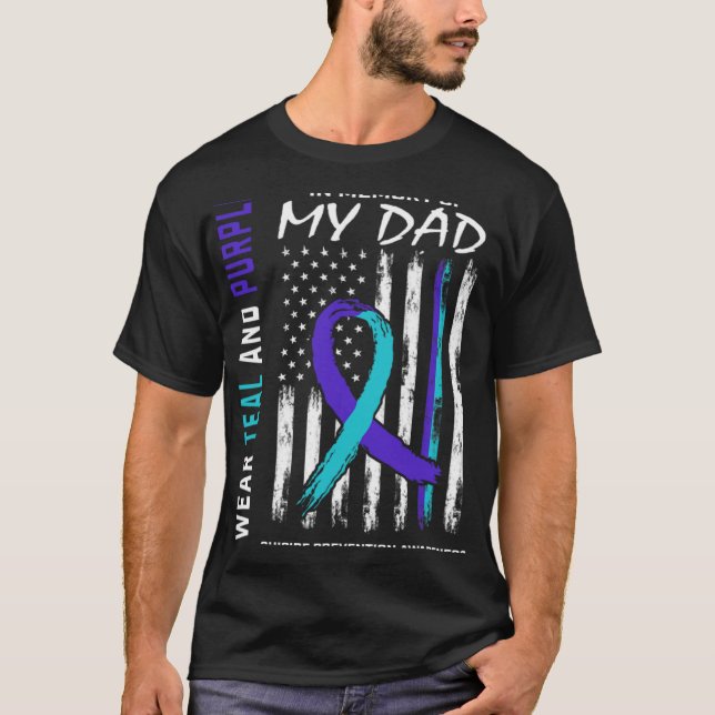 In Memory Of Dad Suicide Awareness Prevention Amer T-Shirt (Front)