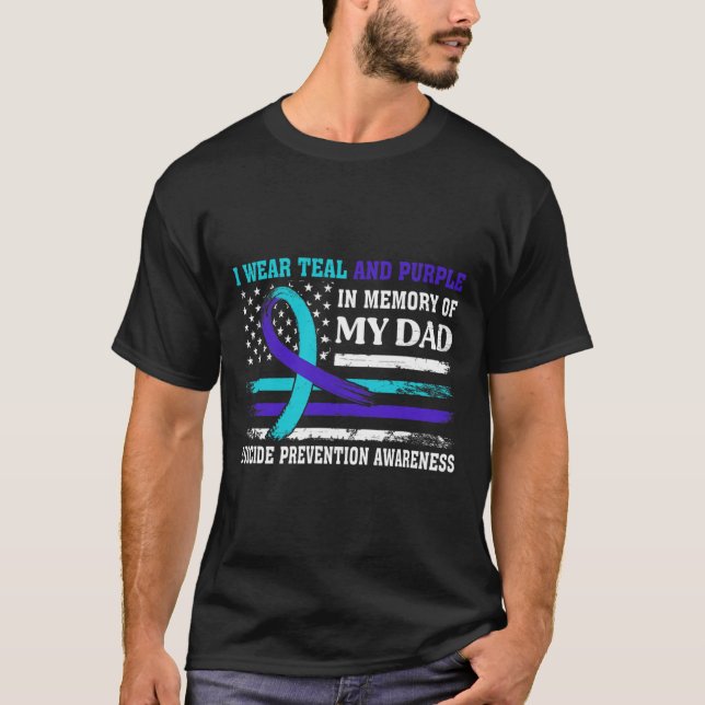 In Memory Of Dad Suicide Awareness Prevention Amer T-Shirt (Front)