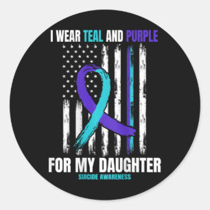 In Memory Of Daughter Suicide Awareness American F Classic Round Sticker