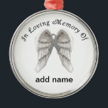 In Memory of Diabetes Awareness Christmas Ornament<br><div class="desc">Add a name of  someone who is now an angel.Grey ribbon is for diabetes and juvenile diabetes  awareness.Ornament template.</div>