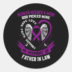 In Memory Of Father In Law Pancreatic Cancer Aware Classic Round Sticker