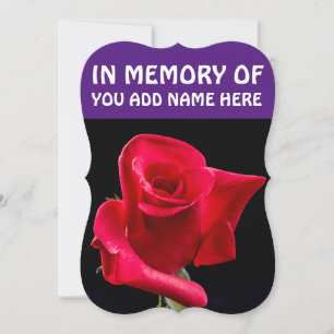 IN MEMORY OF FUNERAL CARDS, RED ROSE INVITATION