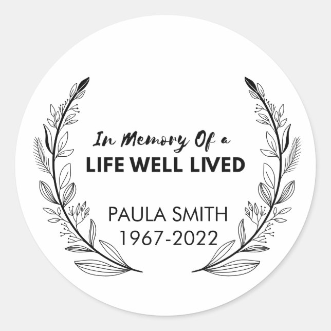 In Memory Of Funeral Gift loving memorial favour Classic Round Sticker (Front)