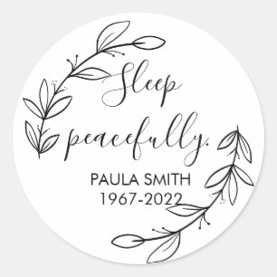 In Memory Of.  Funeral Gift Sleep peacefully. Classic Round Sticker