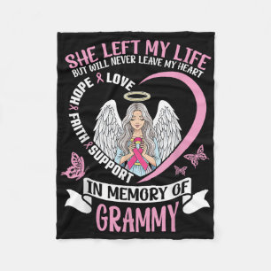 In Memory Of Grammy Breast Cancer Awareness Angel Fleece Blanket