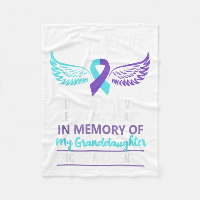 In Memory Of Granddaughter Suicide Awareness Preve Fleece Blanket (Front)