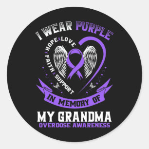 In Memory Of Grandma Drug Overdose Awareness Ribbo Classic Round Sticker