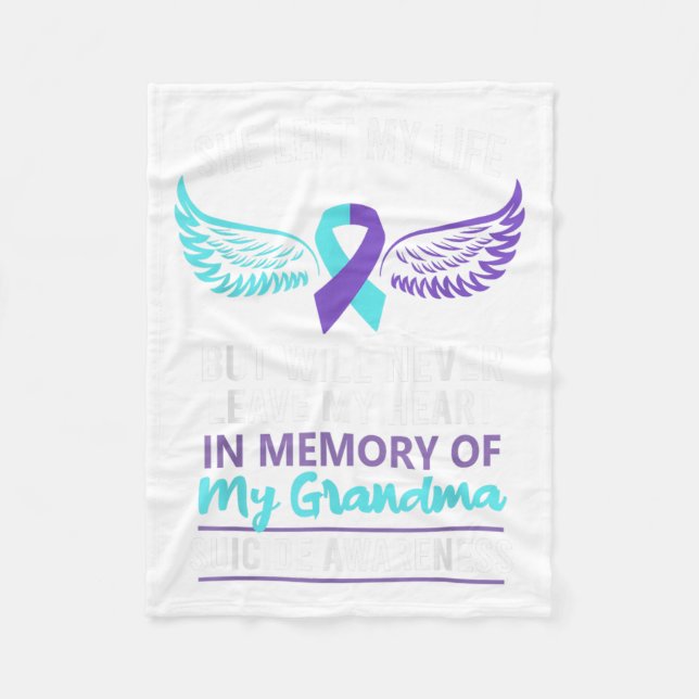 In Memory Of Grandma Suicide Awareness Prevention  Fleece Blanket (Front)