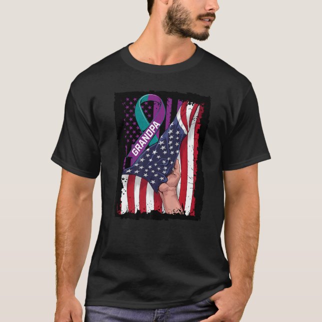 In Memory of Grandpa Suicide Awareness American Fl T-Shirt (Front)