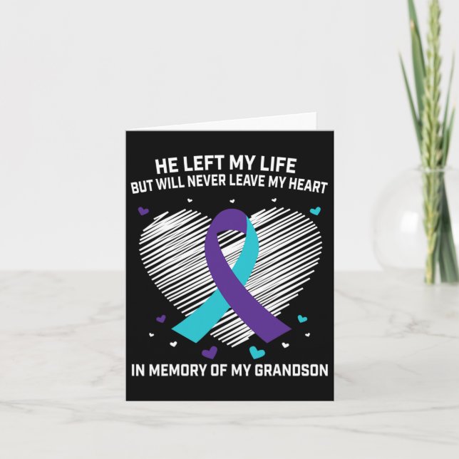In Memory Of Grandson Suicide Awareness Prevention Card (Front)