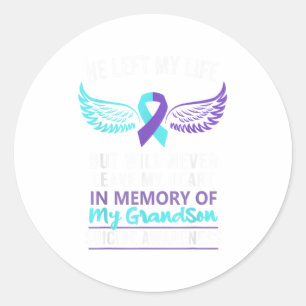 In Memory Of Grandson Suicide Awareness Prevention Classic Round Sticker