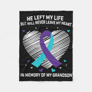 In Memory Of Grandson Suicide Awareness Prevention Fleece Blanket
