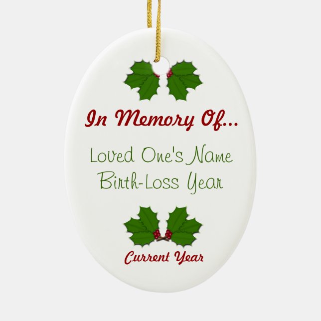 In Memory Of - Holly Oval Ornament 2-Sided (Back)