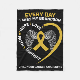 In Memory Of I Miss My Grandson Childhood Cancer A Fleece Blanket