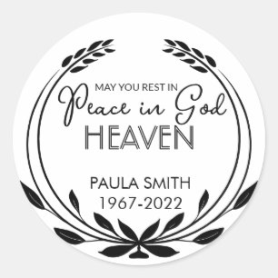 In Memory Of. May you rest in peace in God's.... Classic Round Sticker