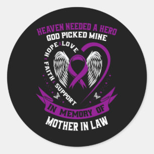 In Memory Of Mother In Law Pancreatic Cancer Aware Classic Round Sticker
