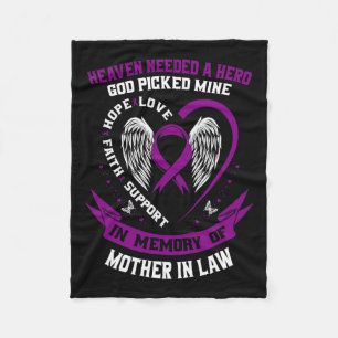 In Memory Of Mother In Law Pancreatic Cancer Aware Fleece Blanket