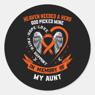 In Memory Of My Aunt Leukaemia Awareness Memorial  Classic Round Sticker