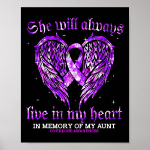 In Memory Of My Aunt Overdose Awareness Angel Wing Poster
