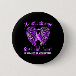In Memory Of My Brother Overdose Awareness Angel W 6 Cm Round Badge