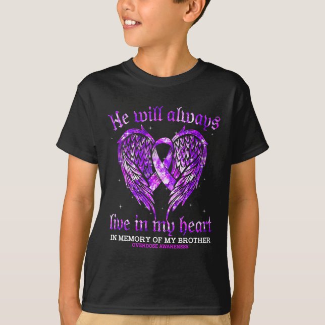 In Memory Of My Brother Overdose Awareness Angel W T-Shirt (Front)