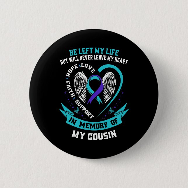 In Memory of my Cousin Sympathy Suicide Awareness  6 Cm Round Badge (Front)