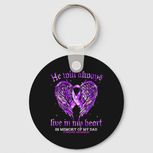 In Memory Of My Dad Overdose Awareness Angel Wing Key Ring