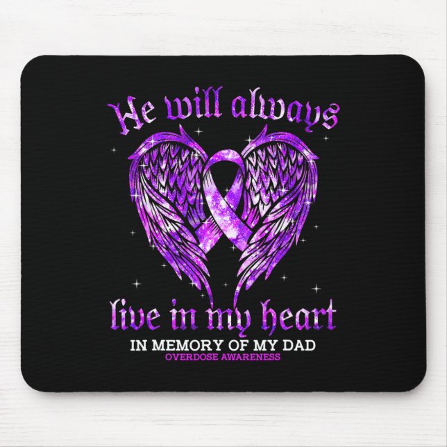 In Memory Of My Dad Overdose Awareness Angel Wing  Mouse Mat (Front)