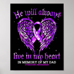 In Memory Of My Dad Overdose Awareness Angel Wing  Poster