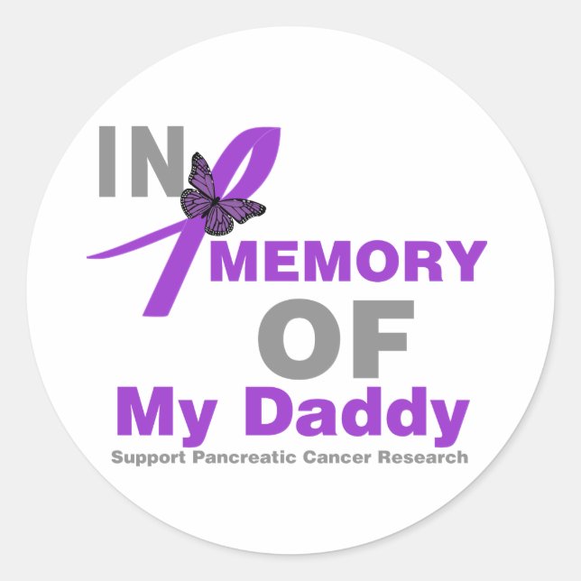 In Memory of My Daddy Pancreatic Cancer Classic Round Sticker (Front)