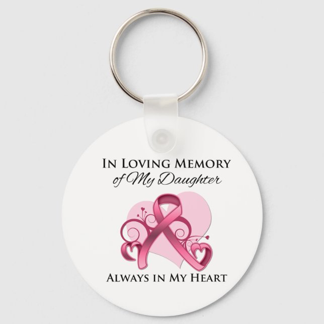 In Memory of My Daughter - Breast Cancer Key Ring (Front)